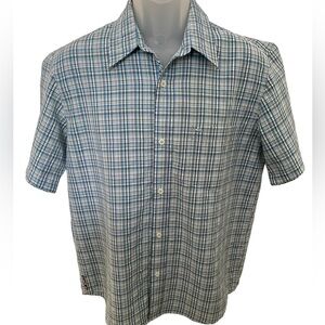 QUIKSILVER Blue & Grey Plaid Short Sleeve Collared Shirt Men S Small